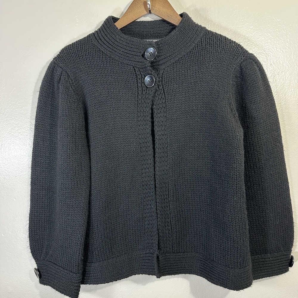 Marystyle Women's Large Wool‎ Blend Sweater Jacket Heavy Cable Knit In Black